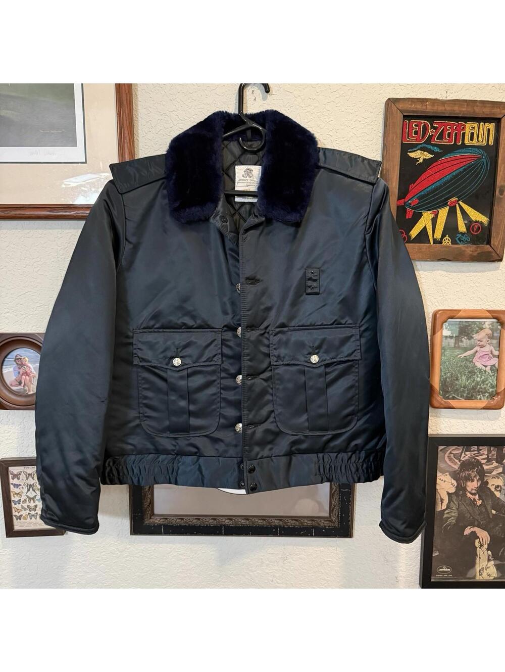 Vintage 70s RARE Horace Small Tuffy‎ Jacket Mens Navy Bomber Quilt USA Sz Medium